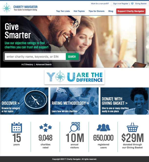 Screenshot of CharityNavigator.org